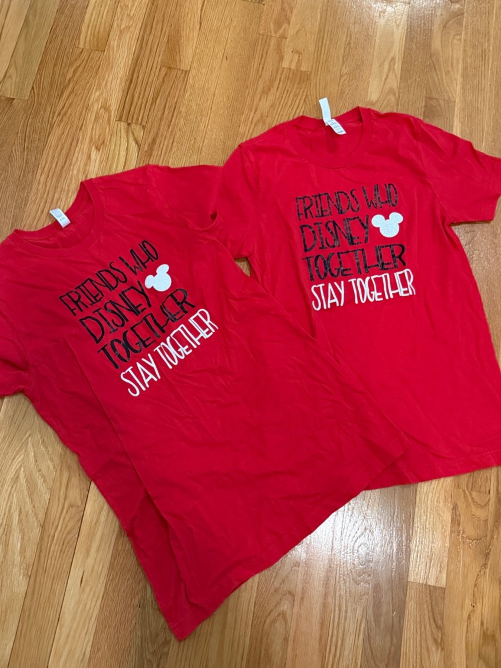 2 unisexBella Canvas Red Graphic 'Friends Who Disney Together Stay Together' Tee